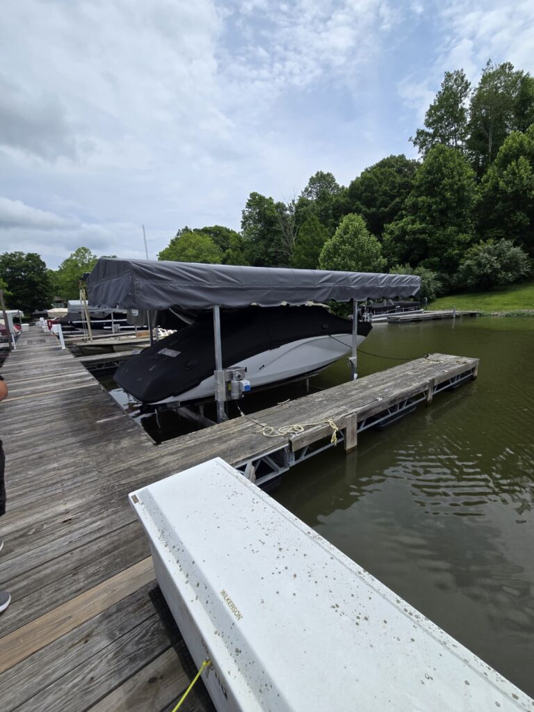 a lift in a slip at the marina